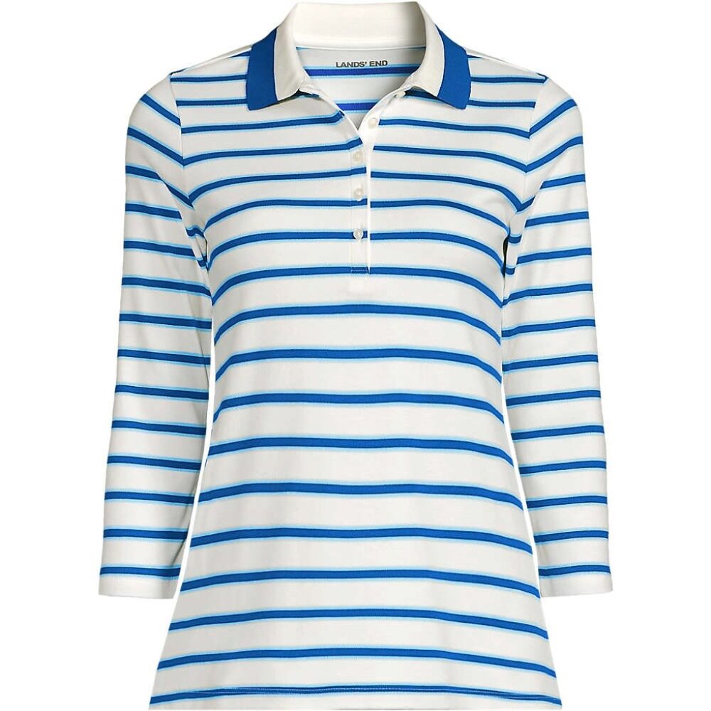 Lands End Women's 3/4 Sleeve Supima Cotton Polo Shirt, XL(18)